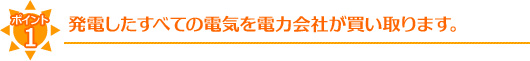 ポイント1：発電したすべての電気を電力会社が買い取ります。